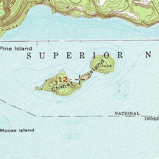 Topographic Map of Comet Island, MN