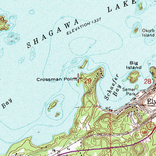 Topographic Map of Crossman Point, MN