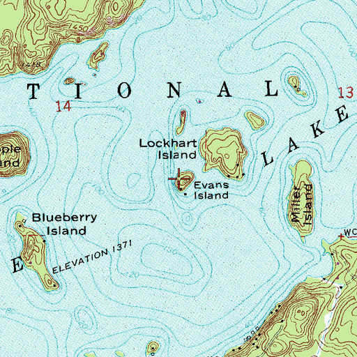Topographic Map of Evans Island, MN