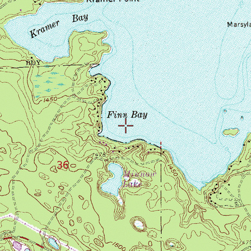 Topographic Map of Finn Bay, MN