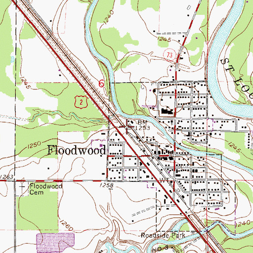Topographic Map of Floodwood, MN
