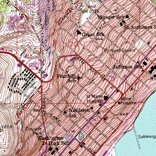 Topographic Map of Franklin School, MN