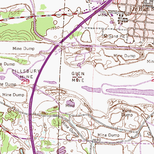 Topographic Map of Glen Mine, MN