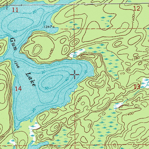 Topographic Map of Gun Lake, MN