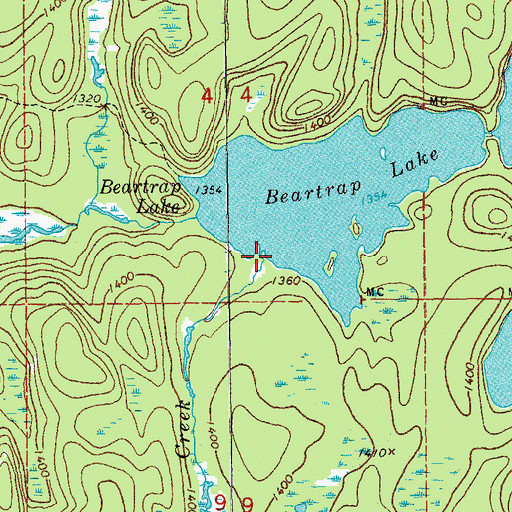Topographic Map of Home Creek, MN