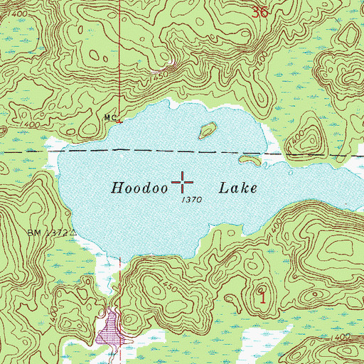 Topographic Map of Hoodoo Lake, MN