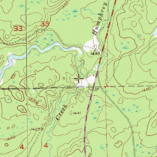 Topographic Map of Humphrey Creek, MN