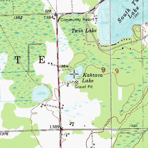 Topographic Map of Kahtava Lake, MN