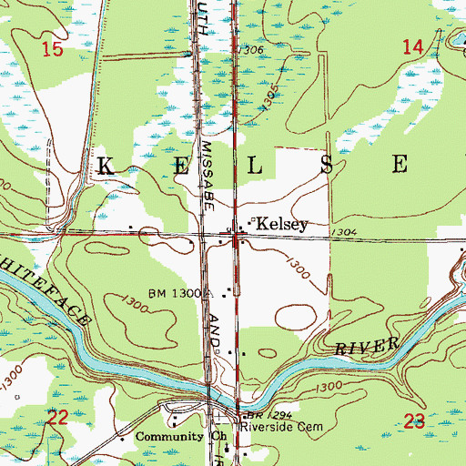 Topographic Map of Kelsey, MN