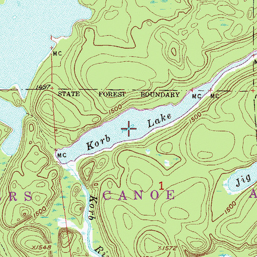 Topographic Map of Korb Lake, MN