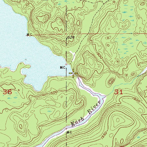 Topographic Map of Korb River, MN