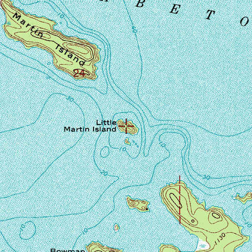Topographic Map of Little Martin Island, MN