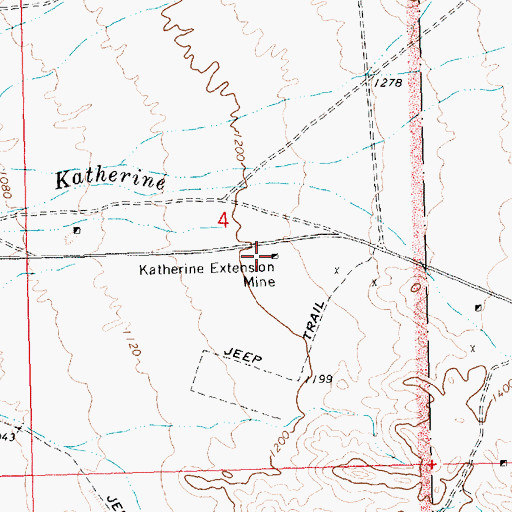 Topographic Map of Katherine Extension Mine, AZ