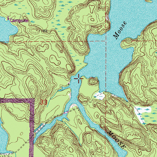 Topographic Map of Moose River, MN