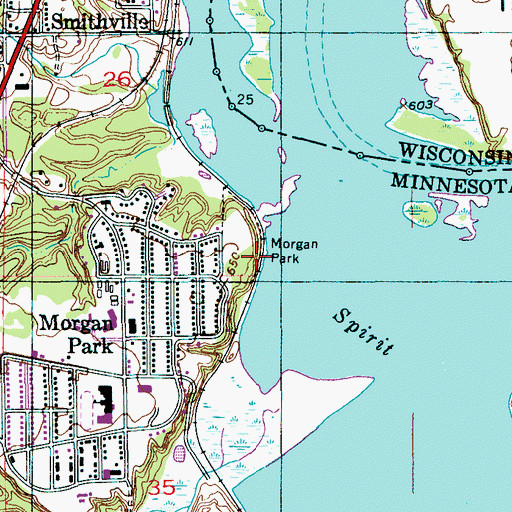 Topographic Map of Morgan Park, MN