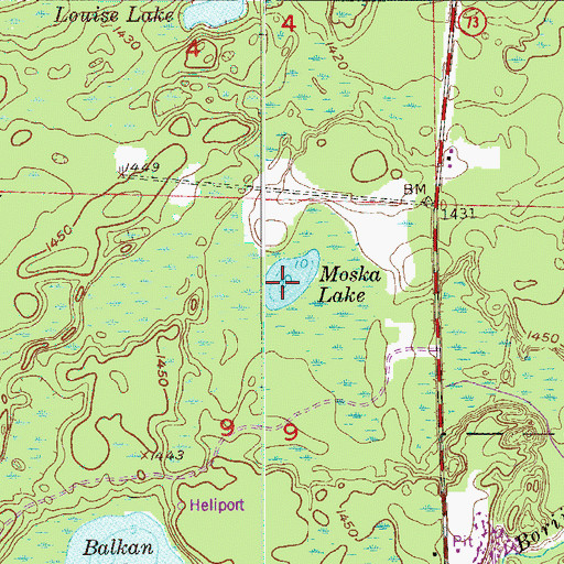 Topographic Map of Moska Lake, MN