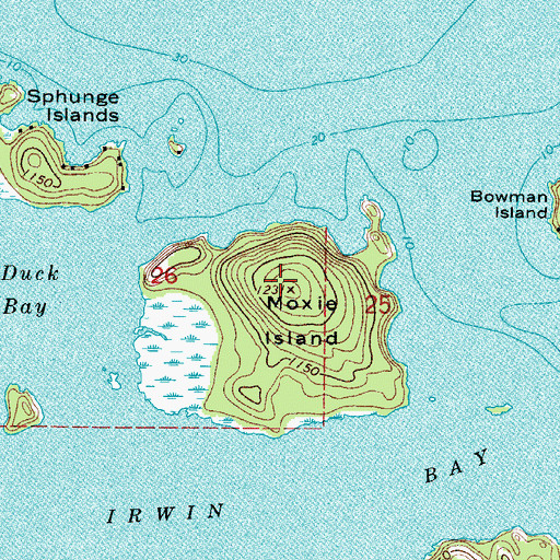 Topographic Map of Moxie Island, MN