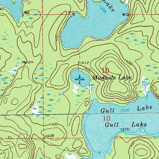 Topographic Map of Mudhole Lake, MN