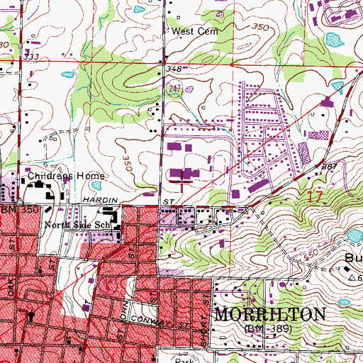 Topographic Map of Morrilton High School, AR