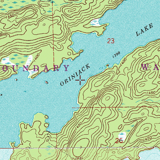Topographic Map of Oriniack Lake, MN