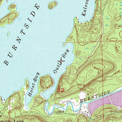 Topographic Map of Outlet Bay, MN