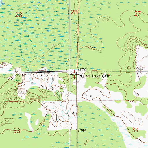 Topographic Map of Prairie Lake Township Cemetery, MN