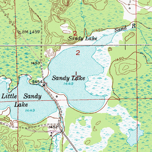 Topographic Map of Sandy Lake, MN