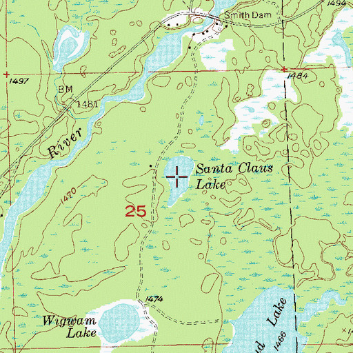 Topographic Map of Santa Claus Lake, MN