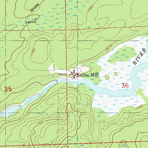 Topographic Map of Skibo Mill, MN