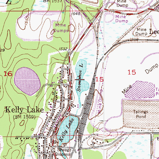 Topographic Map of Snowshoe Lake, MN