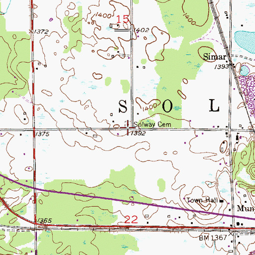 Topographic Map of Solway Cemetery, MN