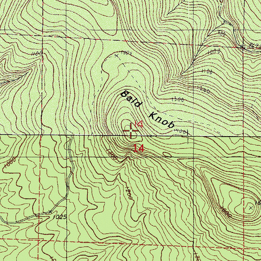 Topographic Map of Bald Knob, AR