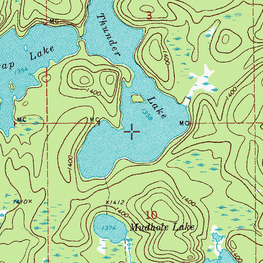 Topographic Map of Thunder Lake, MN