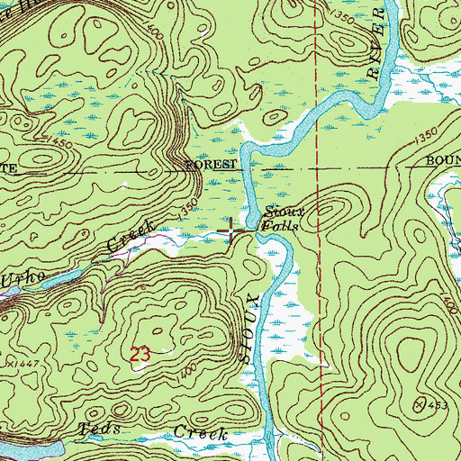 Topographic Map of Urho Creek, MN