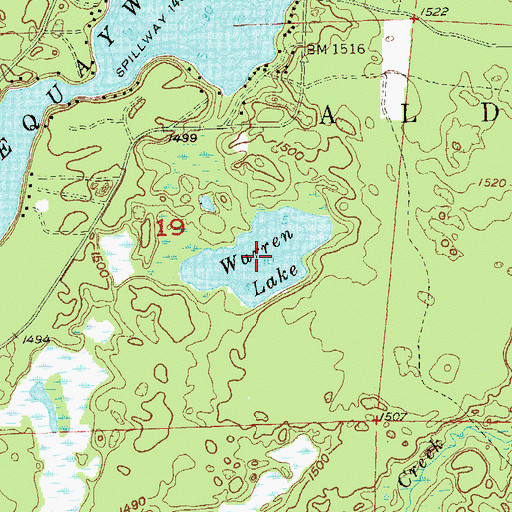 Topographic Map of Warren Lake, MN