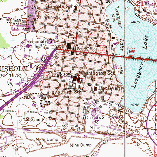 Topographic Map of Washington School, MN