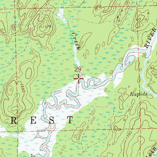 Topographic Map of Wetlegs Creek, MN