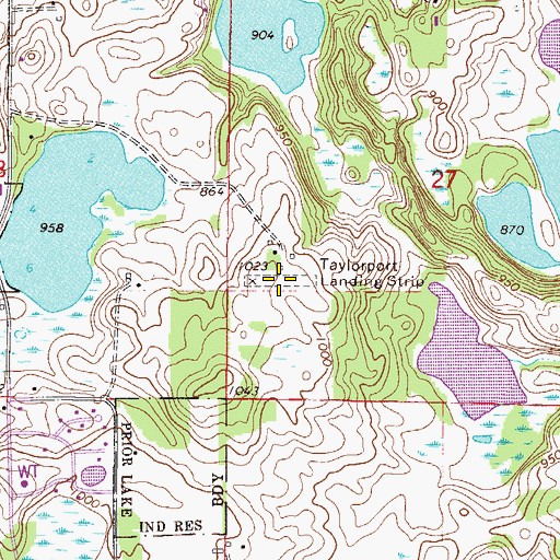 Topographic Map of Taylorport Landing Strip (historical), MN