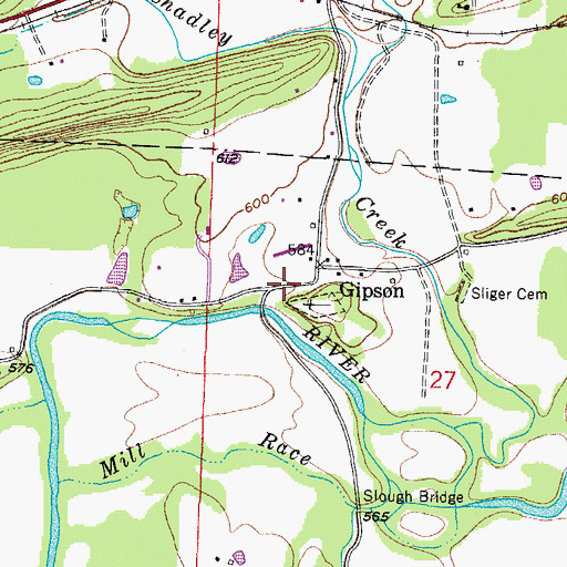 Topographic Map of Gipson Cemetery, AR