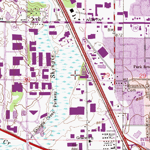 Topographic Map of KBCW-AM (Brooklyn Park), MN