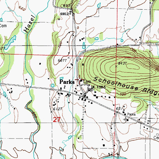 Topographic Map of Parks Baptist Church, AR
