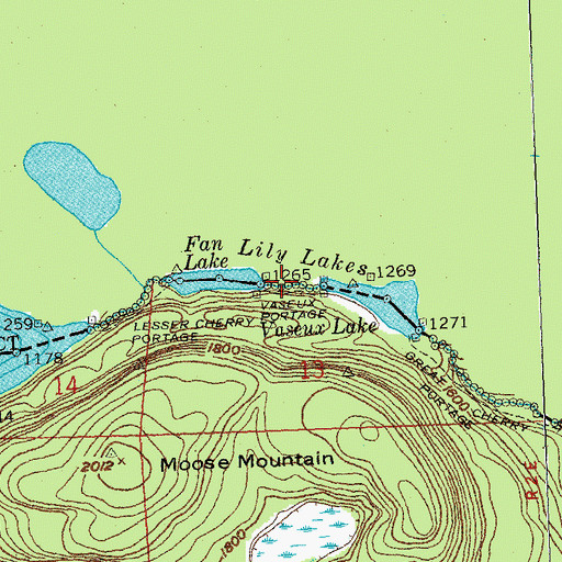 Topographic Map of Lily Lakes, MN