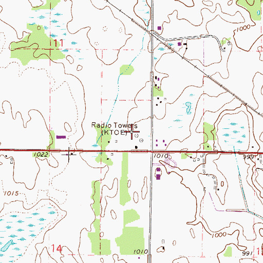 Topographic Map of KTOE-AM (Mankato), MN