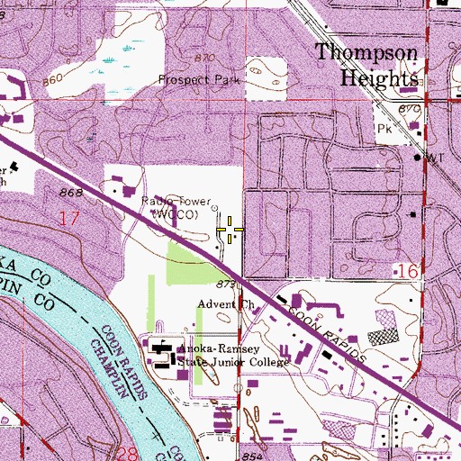 Topographic Map of WCCO-AM (Minneapolis), MN