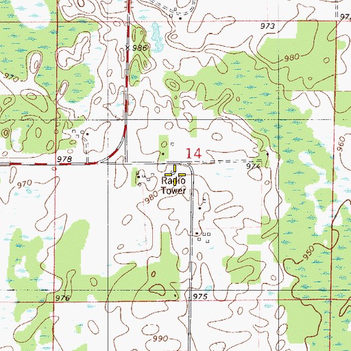 Topographic Map of KXLV-FM (Cambridge), MN