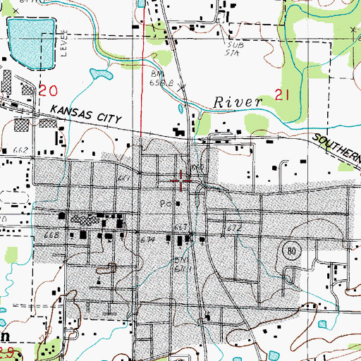 Topographic Map of Scott County Courthouse, AR