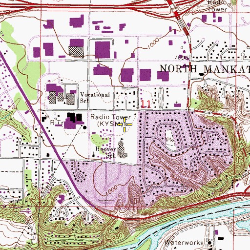 Topographic Map of KYSM-FM (Mankato), MN