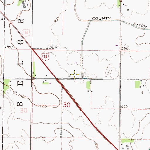 Topographic Map of KVRU-FM (Saint Peter), MN