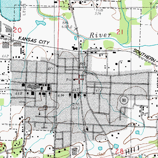 Topographic Map of Waldron City Hall, AR