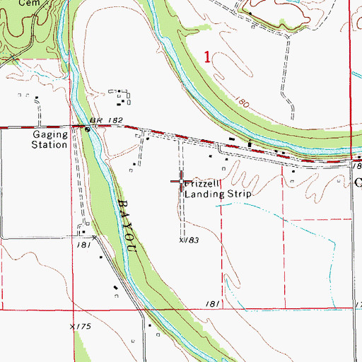 Topographic Map of Frizzell Landing Strip (historical), AR